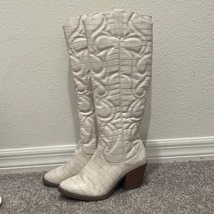 White tall cowboy boots